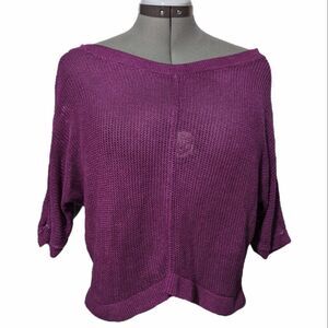 Women's Ann Taylor LOFT Purple Knit Crop Top Sweater, Size Small